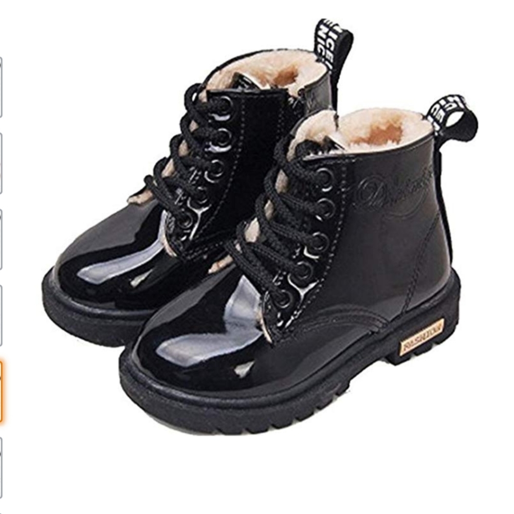 Toddlers boys girls zipper/laces ankle boots plush